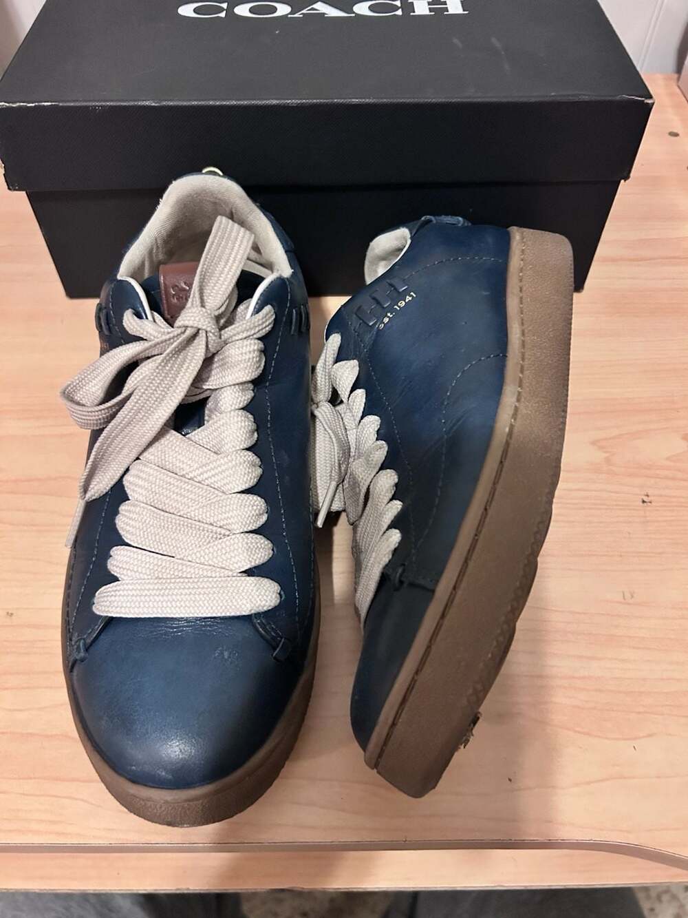 Coach LTHR CRFT C101 Denim Leather Sneakers Size 7.5 D - Picture 7 of 10